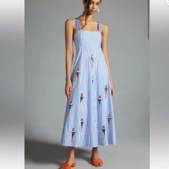 Maeve by Anthropology Tie-Back A-Line Beaded Parrot dress - Picture 1 of 13